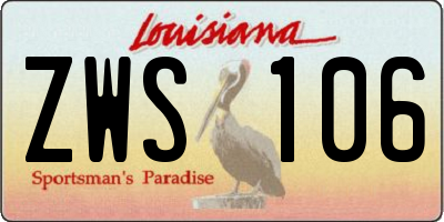 LA license plate ZWS106