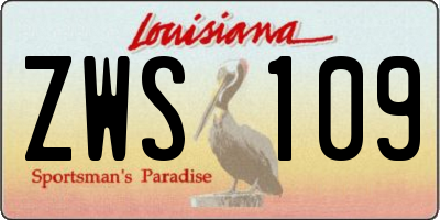 LA license plate ZWS109