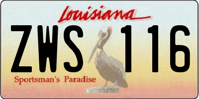 LA license plate ZWS116