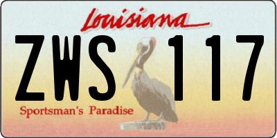 LA license plate ZWS117