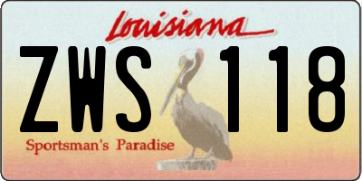 LA license plate ZWS118