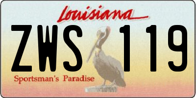 LA license plate ZWS119