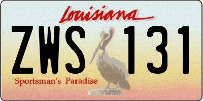 LA license plate ZWS131