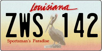 LA license plate ZWS142