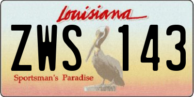 LA license plate ZWS143