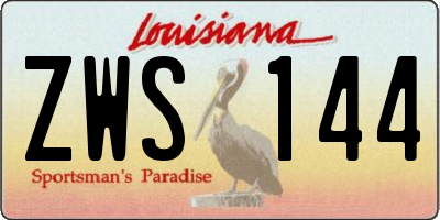 LA license plate ZWS144