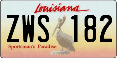 LA license plate ZWS182