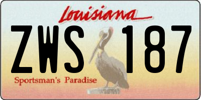 LA license plate ZWS187