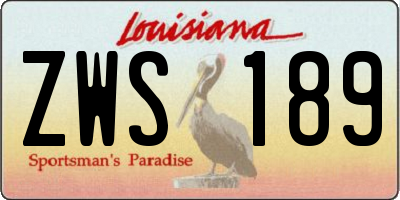 LA license plate ZWS189