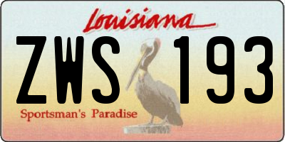 LA license plate ZWS193