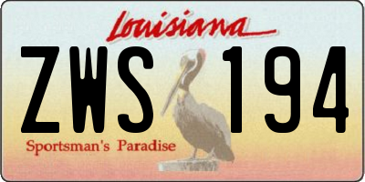 LA license plate ZWS194