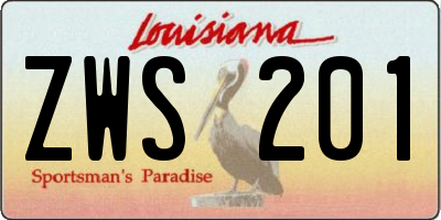 LA license plate ZWS201