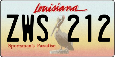 LA license plate ZWS212