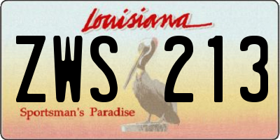 LA license plate ZWS213