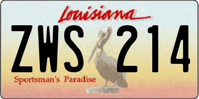 LA license plate ZWS214