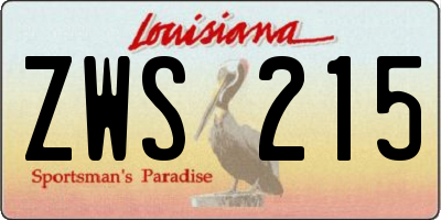 LA license plate ZWS215