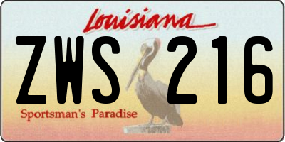 LA license plate ZWS216