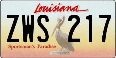 LA license plate ZWS217