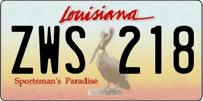 LA license plate ZWS218