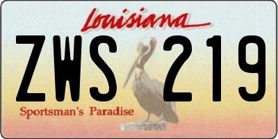 LA license plate ZWS219