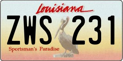 LA license plate ZWS231