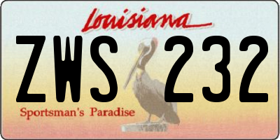 LA license plate ZWS232