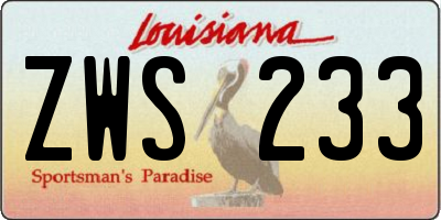 LA license plate ZWS233