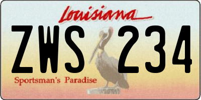 LA license plate ZWS234