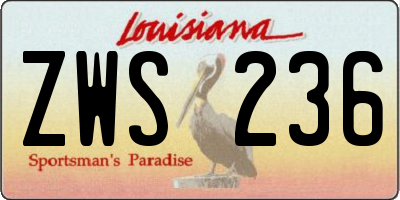 LA license plate ZWS236