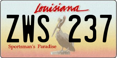 LA license plate ZWS237