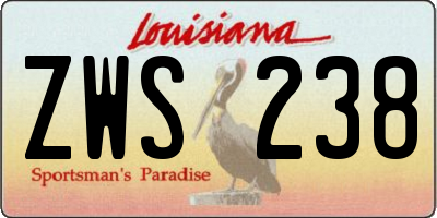 LA license plate ZWS238