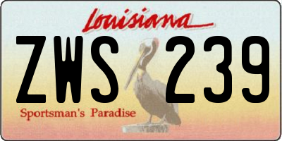 LA license plate ZWS239