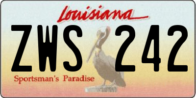 LA license plate ZWS242