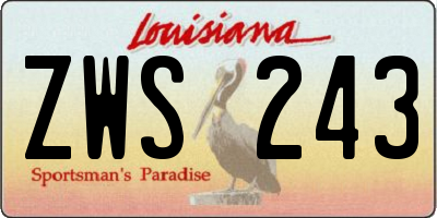 LA license plate ZWS243