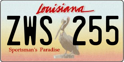 LA license plate ZWS255