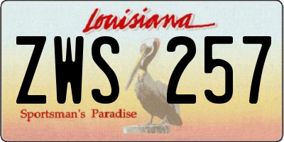 LA license plate ZWS257