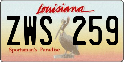 LA license plate ZWS259