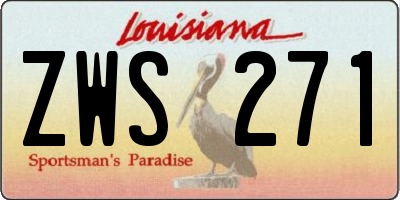 LA license plate ZWS271