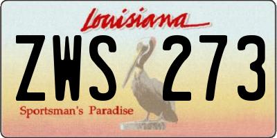LA license plate ZWS273
