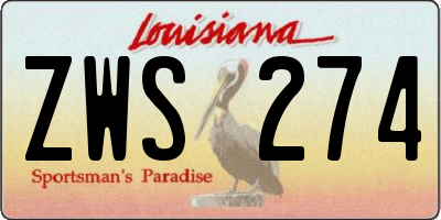 LA license plate ZWS274