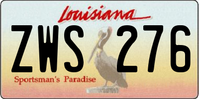 LA license plate ZWS276