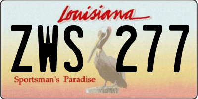 LA license plate ZWS277