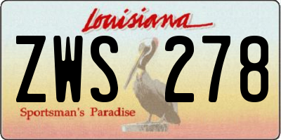 LA license plate ZWS278