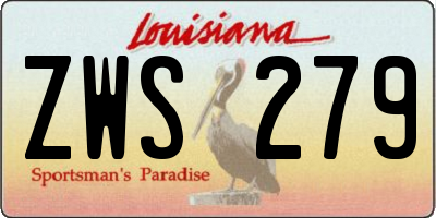 LA license plate ZWS279