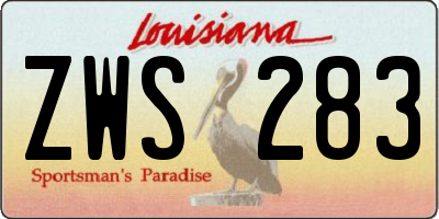 LA license plate ZWS283