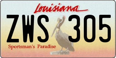 LA license plate ZWS305