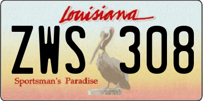 LA license plate ZWS308