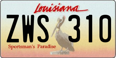 LA license plate ZWS310