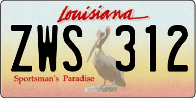 LA license plate ZWS312