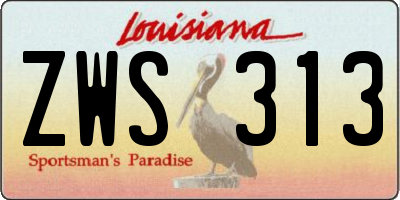 LA license plate ZWS313